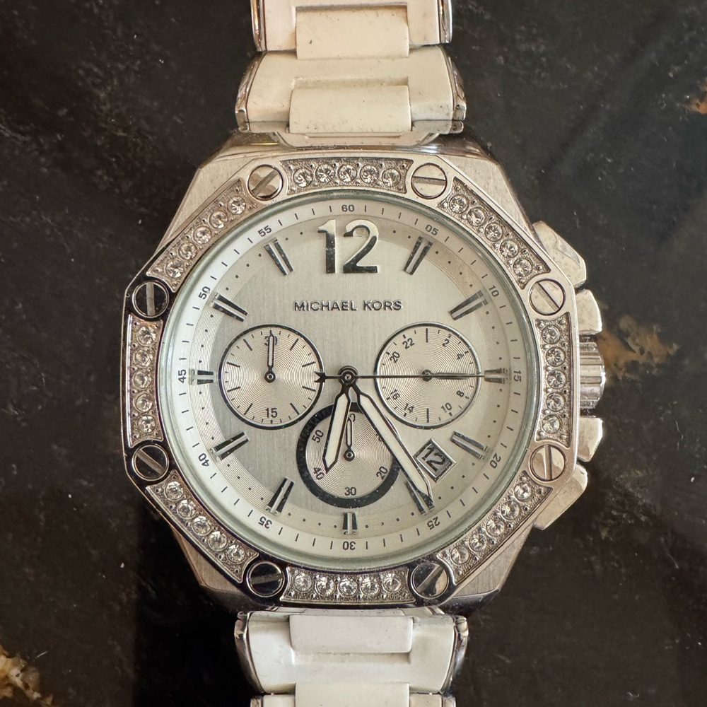 Michael Kors Silver and White Women's Watch